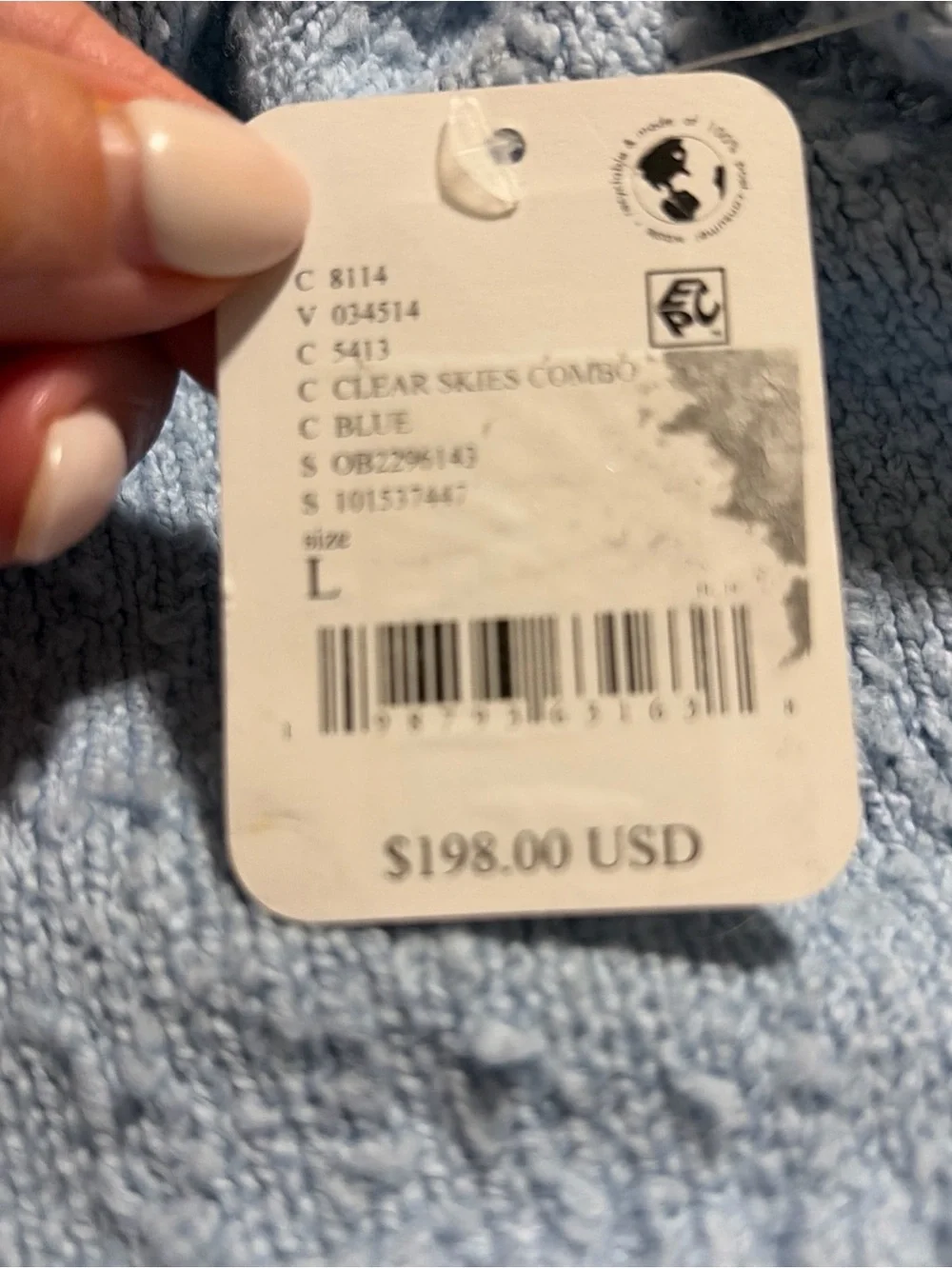Free People NWT Story Book Blue Sweater in Clear Skies Combo Dog Sz Large